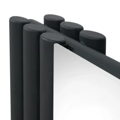 Röhrenheizkörper Oval & Spiegel Doppel Modern Vertikal Anthrazitgrau 1800 x 500mm