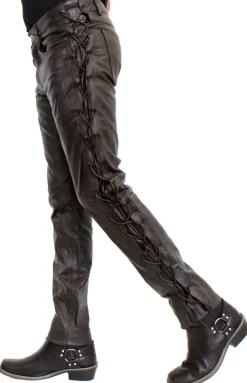 Ricano Cow Waxy Braun Schnürlederhose Herren Rindsleder Bikerhose Western Lederhose