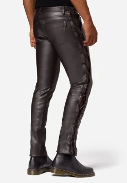 Ricano Cow Waxy Braun Schnürlederhose Herren Rindsleder Bikerhose Western Lederhose