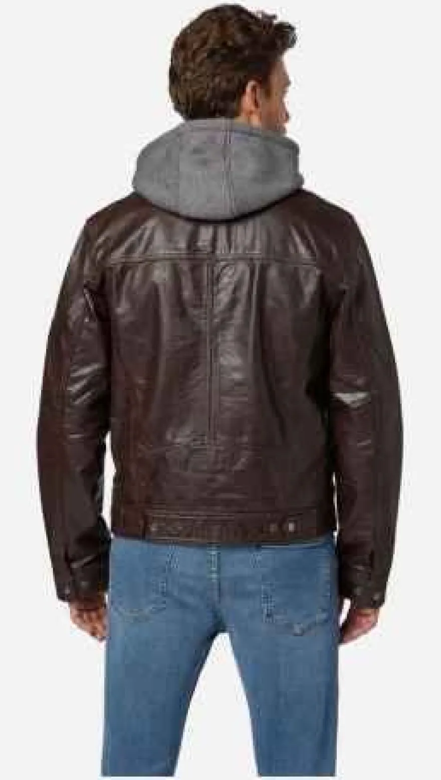 Ricano Rex Braun Herren Lederjacke Büffel Nappa Bikerjacke mit Kapuze Echtleder