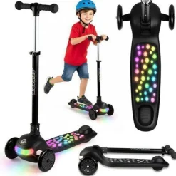 Ricokids Glowi Dreirad-LED-Balance-Scooter für Kinder - Schwarz