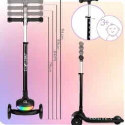 Ricokids Glowi Dreirad-LED-Balance-Scooter für Kinder - Schwarz