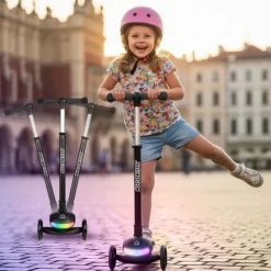 Ricokids Glowi Dreirad-LED-Balance-Scooter für Kinder - Schwarz