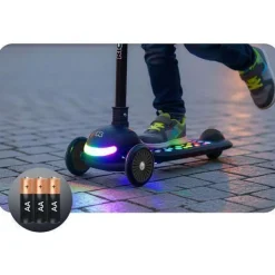 Ricokids Glowi Dreirad-LED-Balance-Scooter für Kinder - Schwarz