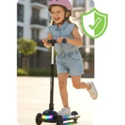 Ricokids Glowi Dreirad-LED-Balance-Scooter für Kinder - Schwarz