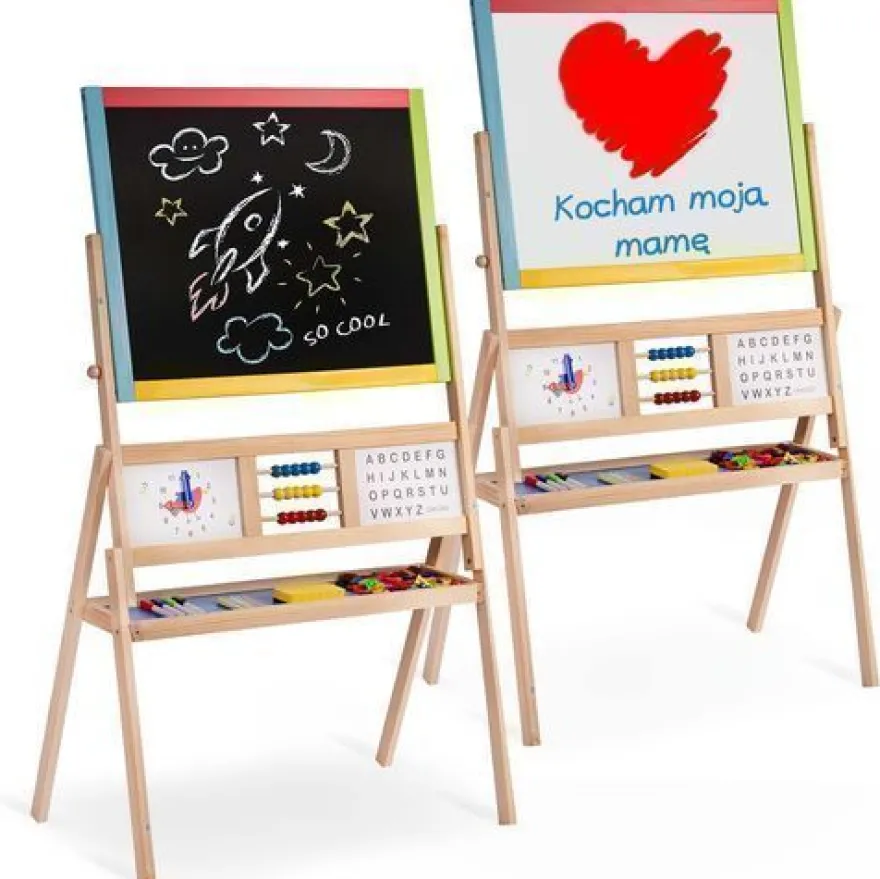 Ricokids Große magnetische Kreidetafel mit drehbarer Uhr - Mehrfarbig
