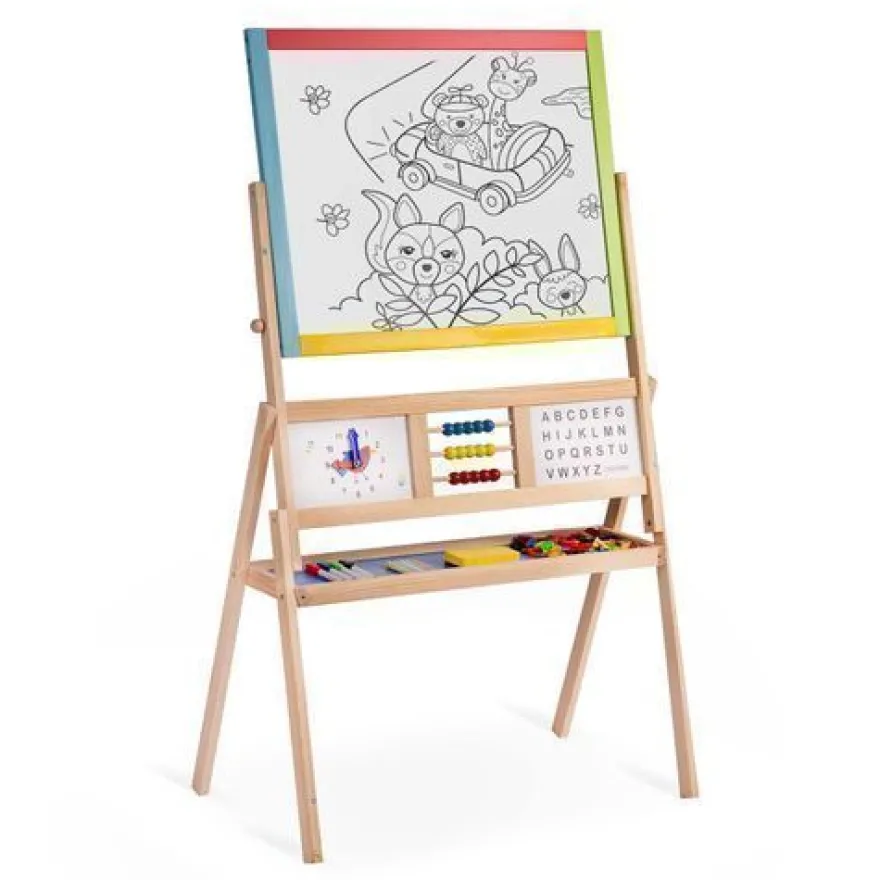 Ricokids Große magnetische Kreidetafel mit drehbarer Uhr - Mehrfarbig