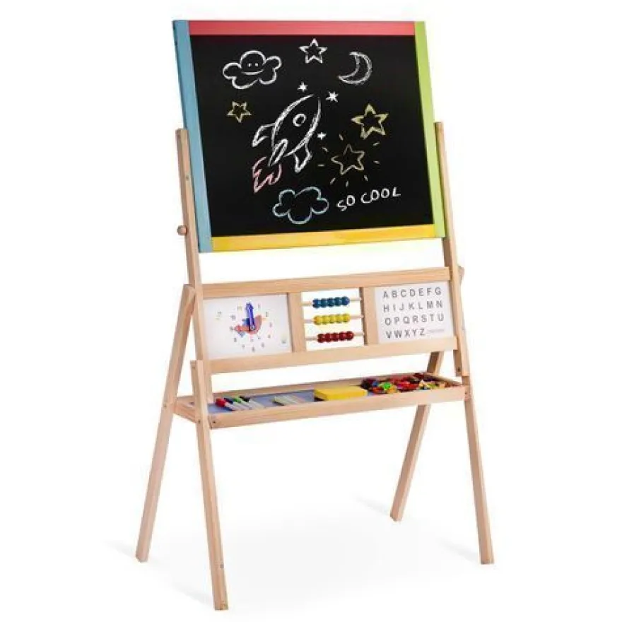 Ricokids Große magnetische Kreidetafel mit drehbarer Uhr - Mehrfarbig