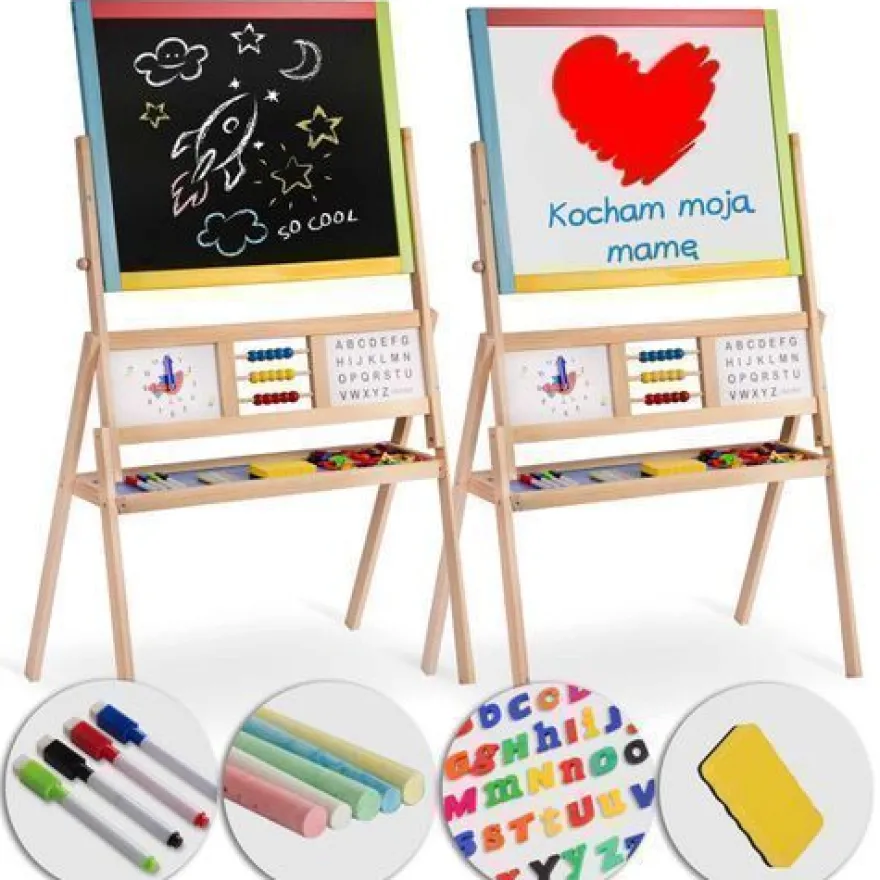 Ricokids Große magnetische Kreidetafel mit drehbarer Uhr - Mehrfarbig