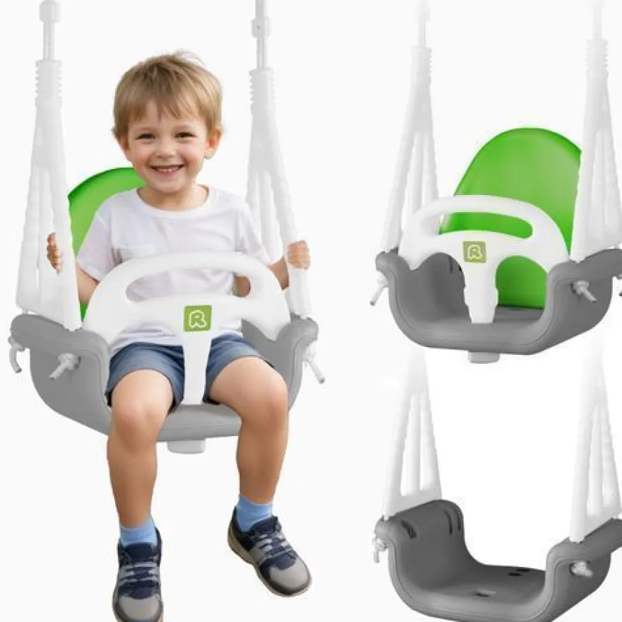 Ricokids 3-in-1 Elefanten-Schaukel, Grau und Grün