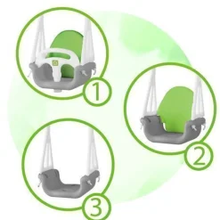 Ricokids 3-in-1 Elefanten-Schaukel, Grau und Grün