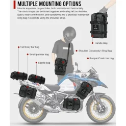Rideiron Sturzbügeltaschen Motorrad - 2x5L wasserdichte Crash Bar Bags aus 500D