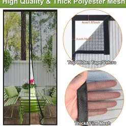 Risareyi Magnet Fliegengitter Tür 65x190cm Schwarz - Insektenschutz für Balkon