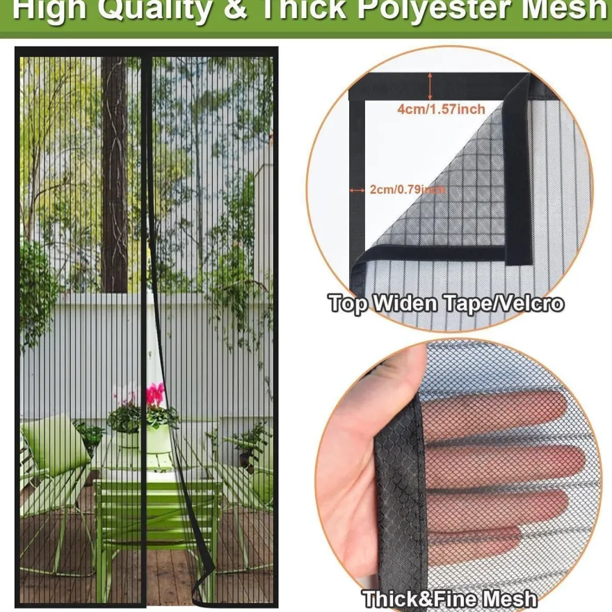 Risareyi Magnet Fliegengitter Tür 65x190cm Schwarz - Insektenschutz für Balkon