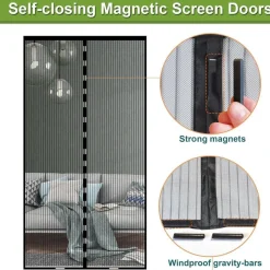 Risareyi Magnet Fliegengitter Tür 65x210cm Schwarz - Insektenschutz für Balkon