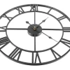 Römische Loft Wanduhr 3D groß Ø47cm Metall Retro Industrie Design schwarz