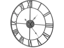 Römische Loft Wanduhr 3D groß Ø47cm Metall Retro Industrie Design schwarz