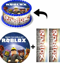 Roblox Online-Spiel Essbar Zuckermasse Tortenbild Tortenaufleger + 4 Muffin r01