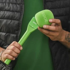 Rode Handadapter Interview GO Grün mit Fell-Windschutz
