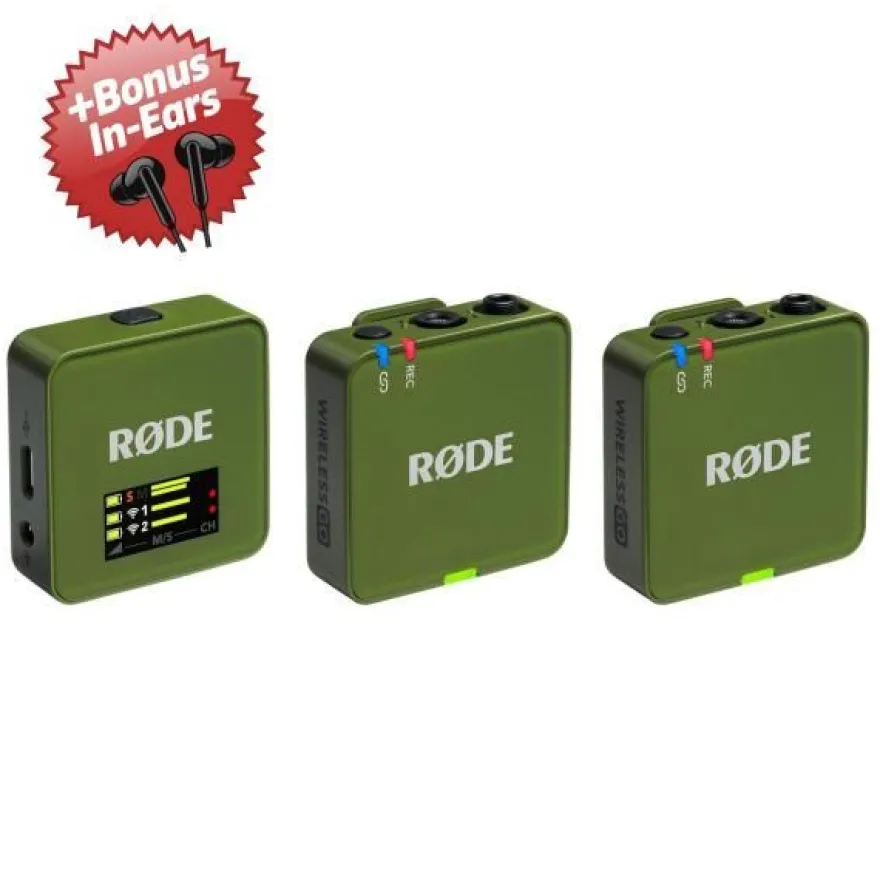 Rode Mikrofon-Funksystem Wireless GO Gen 3 Moss Khaki + Bonus In-Ear Kopfhörer