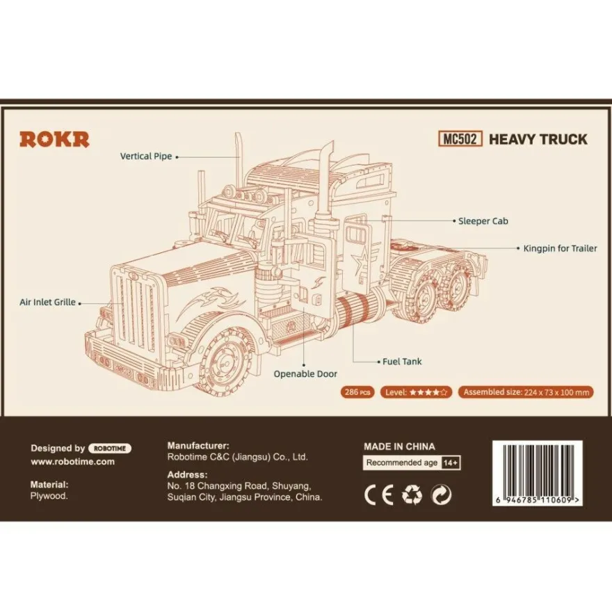 ROKR 3D-Holz-Puzzle Heavy Truck