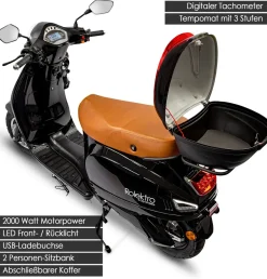 Rolektro Retro 45 kmh V.2021 Elektroroller 2000W E-Scooter 60km Reichweite Zulassung