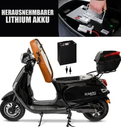 Rolektro Retro 45 kmh V.2021 Elektroroller 2000W E-Scooter 60km Reichweite Zulassung