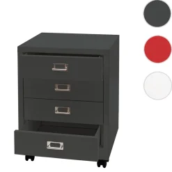 Rollcontainer HWC-L49, Schubladenschrank, Metall 55x40x41cm 4 Schubladen