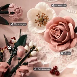 Rosa Rosen Bouquet Klemmbausteine Blumen Deko Zuhause Béro Valentinstag Weihnachten