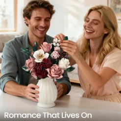 Rosa Rosen Bouquet Klemmbausteine Blumen Deko Zuhause Béro Valentinstag Weihnachten