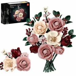 Rosa Rosen Bouquet Klemmbausteine Blumen Deko Zuhause Béro Valentinstag Weihnachten