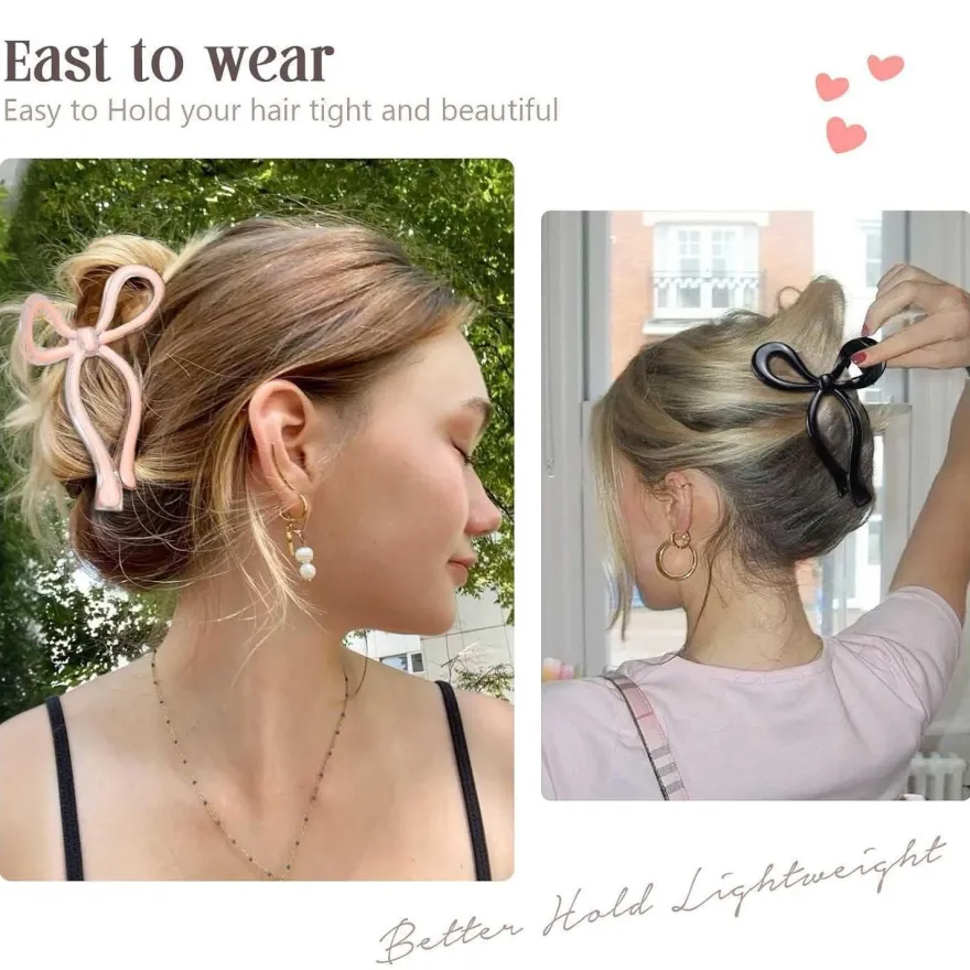 Rosa Schleife Haarklammer 4 Stück Damen Mädchen Haarspangen Groß 11cm