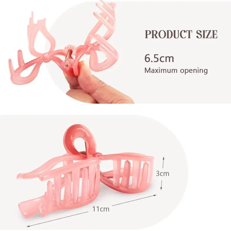 Rosa Schleife Haarklammer 4 Stück Damen Mädchen Haarspangen Groß 11cm