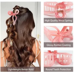 Rosa Schleife Haarklammer 4 Stück Damen Mädchen Haarspangen Groß 11cm