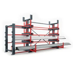RR Industrietechnik Roll-Aus-Regal doppelseitig Typ RRS-DM mit 560mm Nutztiefe, 5 Eb