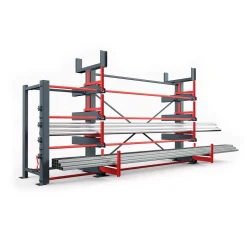 RR Industrietechnik Roll-Aus-Regal einseitg Typ RRS-EM mit 760mm Nutztiefe, 4 Ebenen