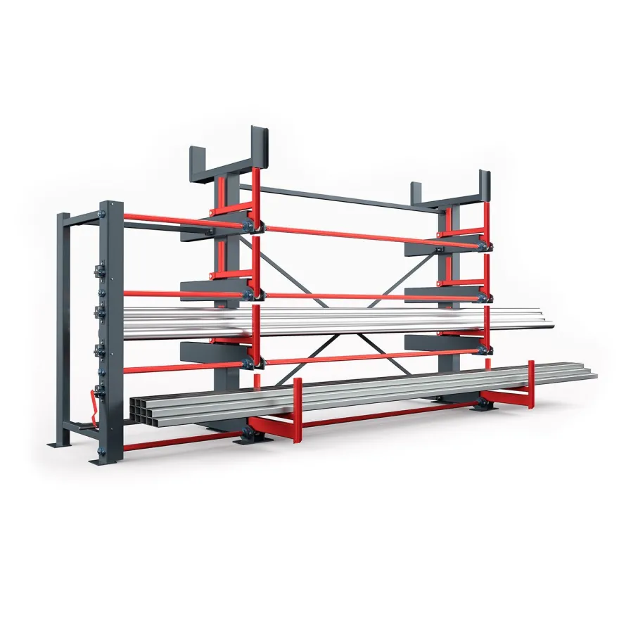 RR Industrietechnik Roll-Aus-Regal einseitg Typ RRS-EM mit 760mm Nutztiefe, 4 Ebenen