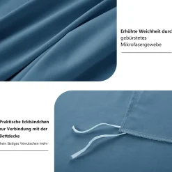 Ruikasi Bettwäsche 220x240 cm Denim Blau 3-teilig Mikrofaser mit Reißverschluss
