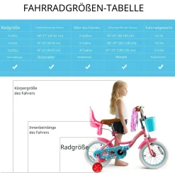Rully Kinderfahrrad 12/14/16 Zoll Bike - höhenverstellbar, Rücktrittbremse, tützräder