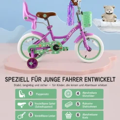 Rully Kinderfahrrad 12/14/16 Zoll Bike - höhenverstellbar, Rücktrittbremse, tützräder