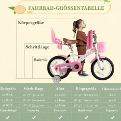 RULLY Kinderfahrrad 12/14/16 Zoll Bike -höhenverstellbar, Stützräder, Rücktrittbremse