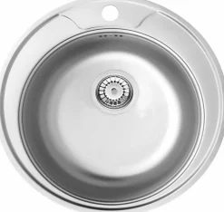 Runde Edelstahlspüle Ø51 cm – mit Armatur & Siphon-Set