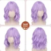 RUWISS Kurze Wellige Bob Perücke mit Pony, Hell Lila, 35 cm, Synthetik, für