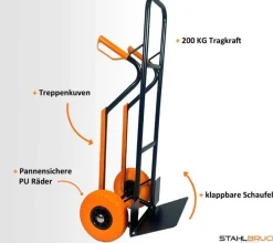 Sackkarre, Transportkarre, Sackrodel, 200 kg Traglast, klappbare Schaufel