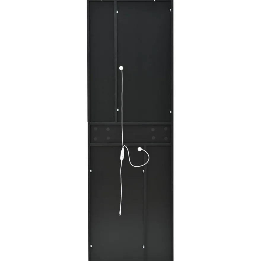 SACOOL Hochschrank Vitrine 55x38x170cm Schwarz mit 1 Schublade, 4 Schränken und