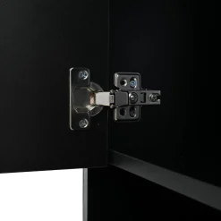 SACOOL Hochschrank Vitrine 55x38x170cm Schwarz mit 1 Schublade, 4 Schränken und