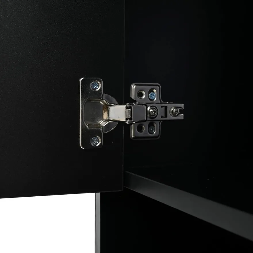 SACOOL Hochschrank Vitrine 55x38x170cm Schwarz mit 1 Schublade, 4 Schränken und