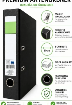 SAD 10er Pack Ordner Breit 8cm Ringordner marmoriert Aktenordner für Ablage