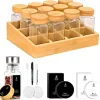 SAEIV Gewürzregal Holz Bambusfächern 12 Gläsern 120ml Organizer
