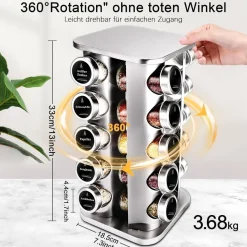 SAEIV Rotation Gewürzregal 20 Gewürzgläser Stehend Organizer 100ml